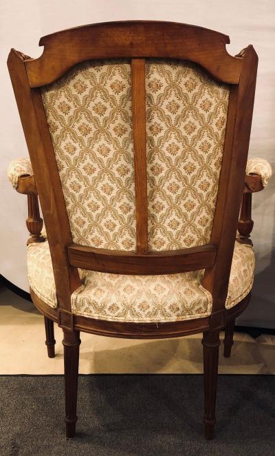 Pair of French Custom Louis XVI Style Carved Bergere Office or Armchairs