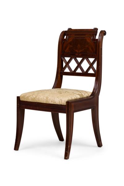 Pair of French Directoire Style Mahogany Side Chairs