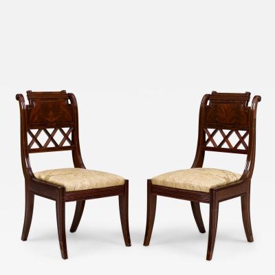Pair of French Directoire Style Mahogany Side Chairs