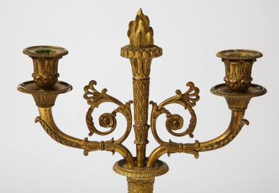 Pair of French Empire Bronze 2 Arm Candelabra