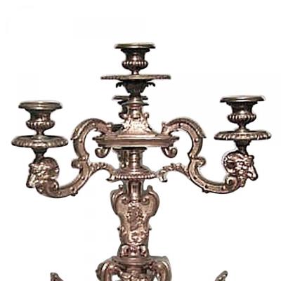 Pair of French Empire Bronze Dore Candelabras with Sphinx Figures