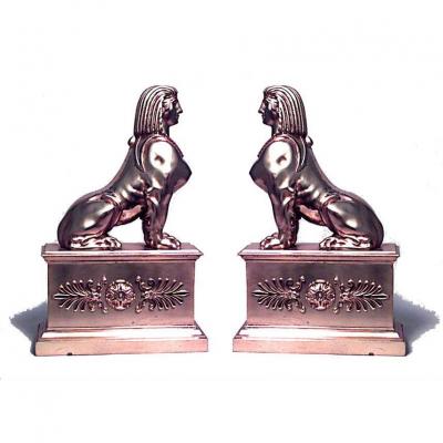 Pair of French Empire Bronze Sphinxes