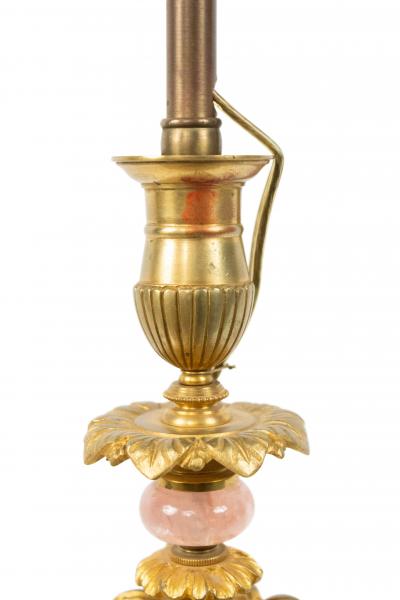 Pair of French Empire Bronze and Quartz Swan Table Lamps