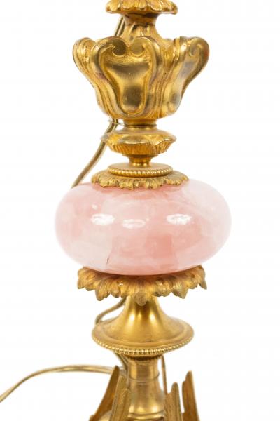 Pair of French Empire Bronze and Quartz Swan Table Lamps