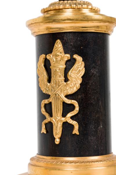 Pair of French Empire Gilt Bronze and Ormalu Candelabras