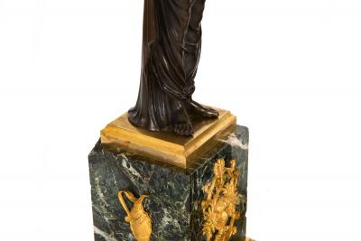 Pair of French Empire Gilt Patinated Bronze Three Light Candelabra ca 1815