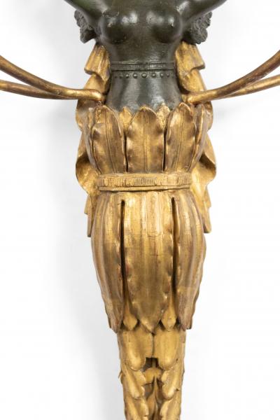 Pair of French Empire Gilt Wood and Lacquer Wall Sconces