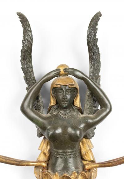 Pair of French Empire Gilt Wood and Lacquer Wall Sconces