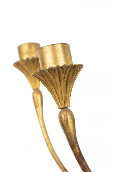 Pair of French Empire Gilt Wood and Lacquer Wall Sconces