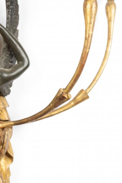 Pair of French Empire Gilt Wood and Lacquer Wall Sconces