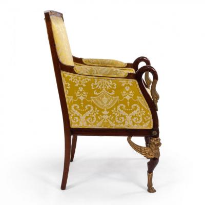 Pair of French Empire Gold Berga Arm Chair