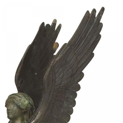 Pair of French Empire Green Patinated Spinxes