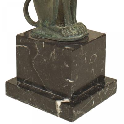 Pair of French Empire Green Patinated Spinxes