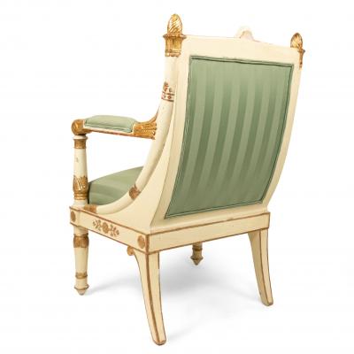 Pair of French Empire Striped Arm Chairs