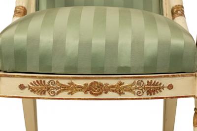 Pair of French Empire Striped Arm Chairs