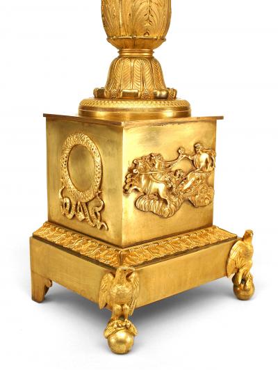 Pair of French Empire Style Bronze Dore Candelabra with Eagle Figures