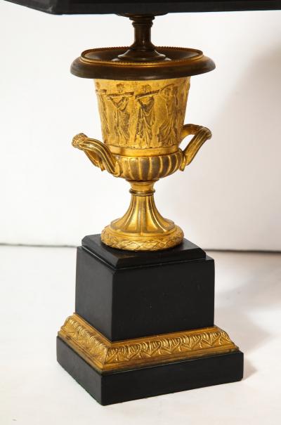 Pair of French Empire Style Bronze Urn Lamps