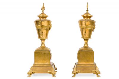 Pair of French Empire Style Gilt Bronze Urns