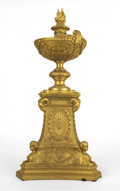 Pair of French Empire Style Gilt Bronze Urns