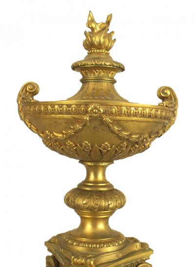 Pair of French Empire Style Gilt Bronze Urns