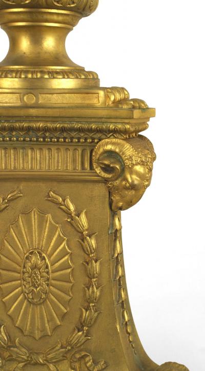 Pair of French Empire Style Gilt Bronze Urns