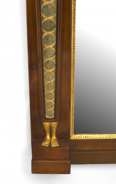 Pair of French Empire Style Mahogany Sphinx Figure Wall Mirrors