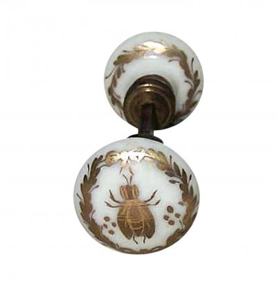 Pair of French Empire Style Porcelain Door Handles