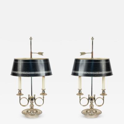 Pair of French Empire Style Silver Plate Table Lamps