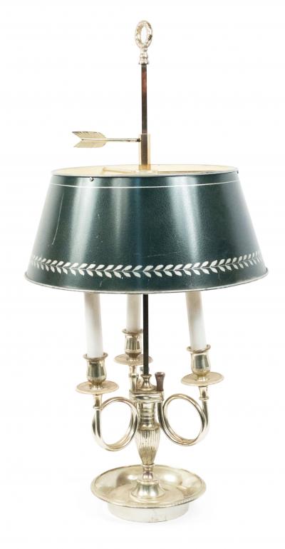 Pair of French Empire Style Silver Plate Table Lamps
