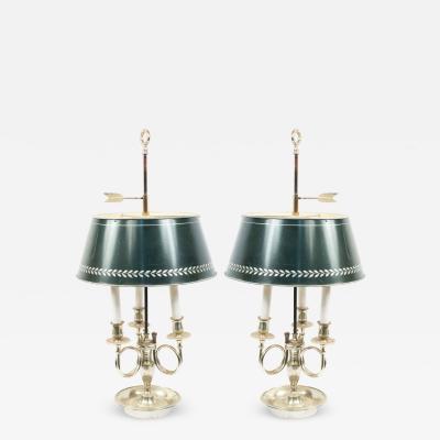 Pair of French Empire Style Silver Plate Table Lamps