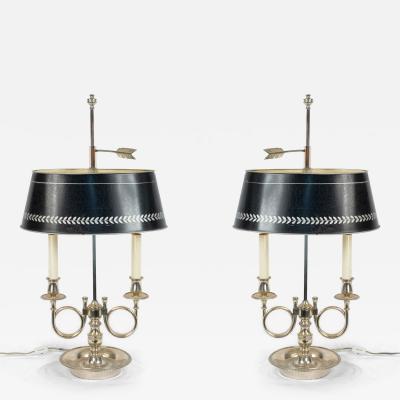 Pair of French Empire Style Silver Plate Table Lamps