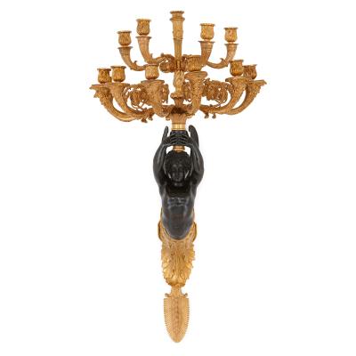 Pair of French Empire style bronze wall lights