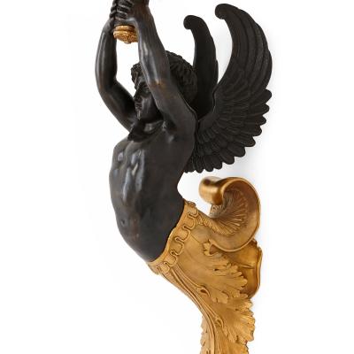 Pair of French Empire style bronze wall lights