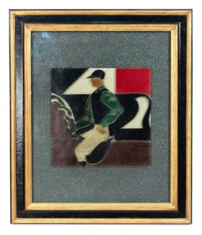 Pair of French Etched Polo Player Wall Plaques