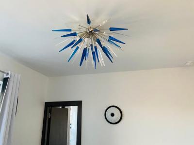 Pair of French Exploding Fireworks Flush Pendant Light