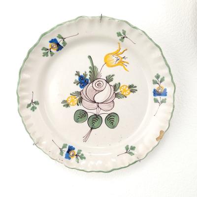 Pair of French Fa ence Flower Plates 18th century