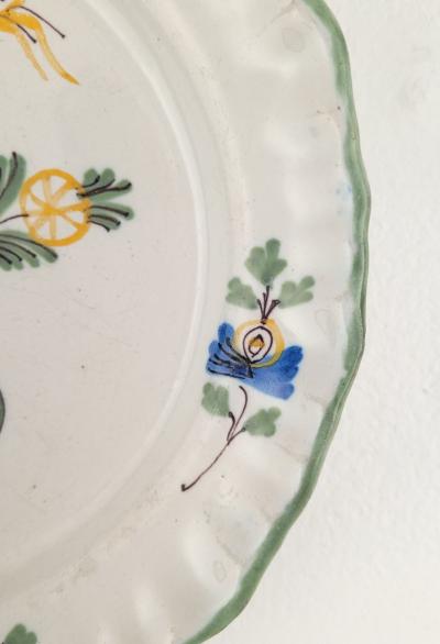 Pair of French Fa ence Flower Plates 18th century