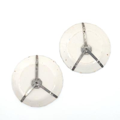 Pair of French Fa ence Flower Plates 18th century