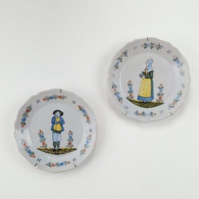 Pair of French Fa ence Plates 18th century