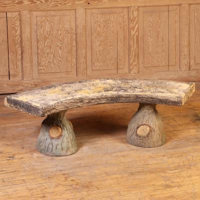 Pair of French Faux Bois Cast Stone Benches C 1960