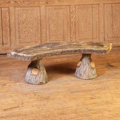 Pair of French Faux Bois Cast Stone Benches C 1960
