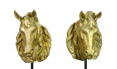 Pair of French Gilded Zinc Horse Heads