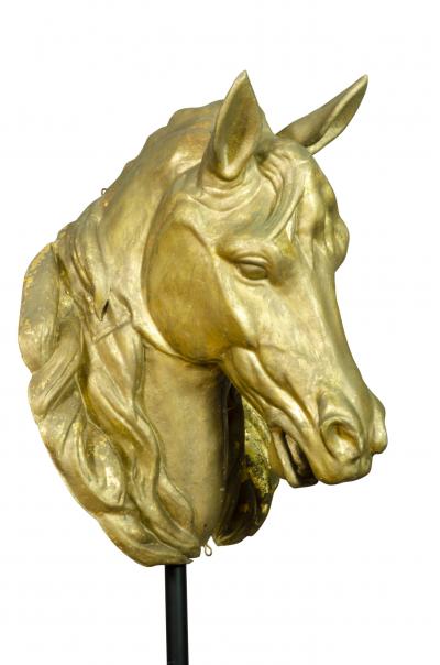 Pair of French Gilded Zinc Horse Heads