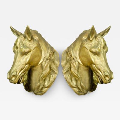 Pair of French Gilded Zinc Horse Heads