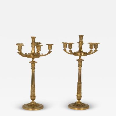 Pair of French Gilt Bronze Six Light Candelabra circa 1860