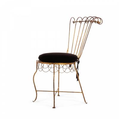 Pair of French Gilt Metal Side Chairs