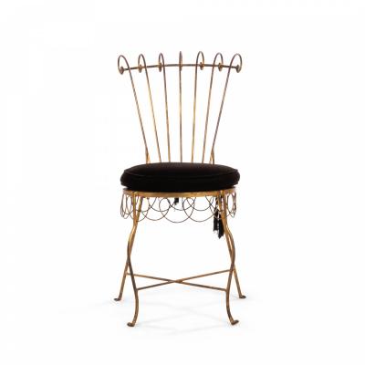 Pair of French Gilt Metal Side Chairs