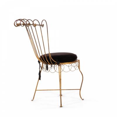 Pair of French Gilt Metal Side Chairs