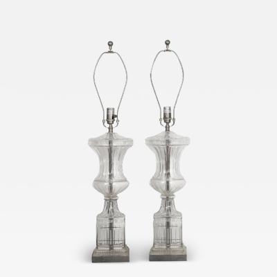 Pair of French Glass and Ormolu Table Lamps