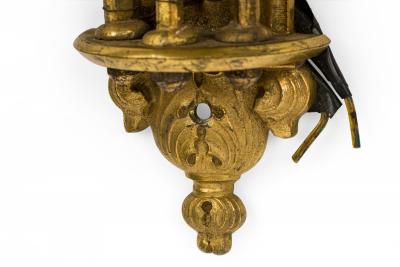 Pair of French Gothic Style Gilt Bronze Sconces